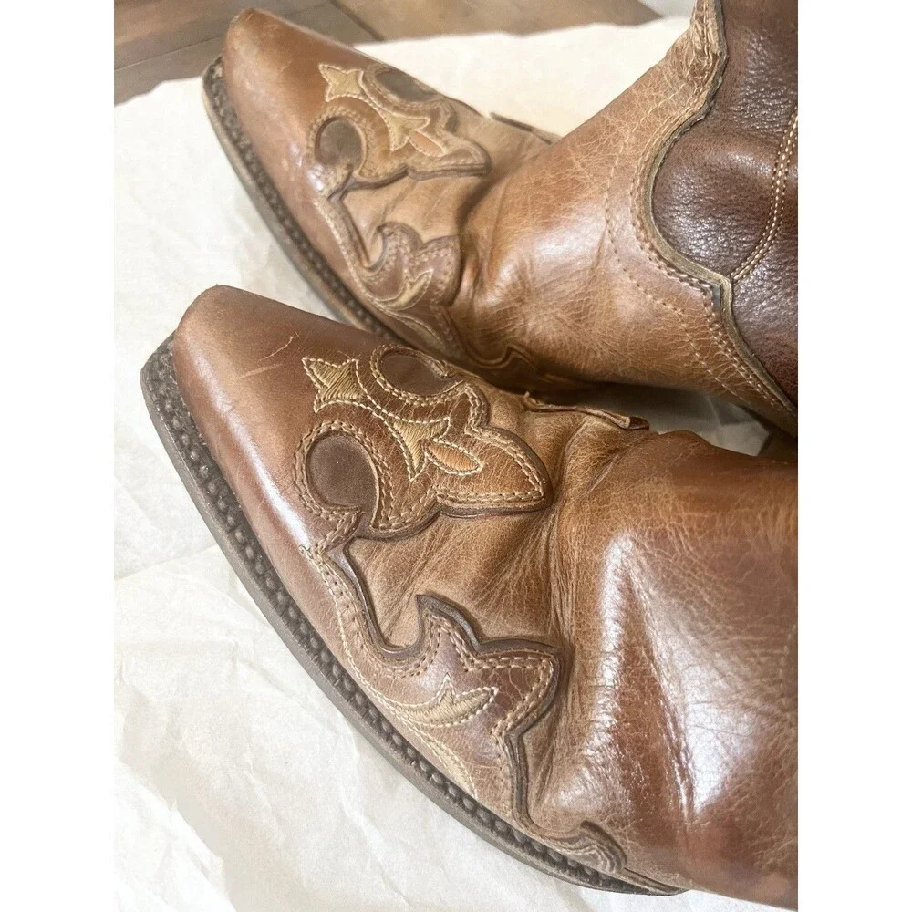 Ariat Zealous Overlay Snip Toe Decrative Western Cowboy Boots Size 10 40.5 Tan